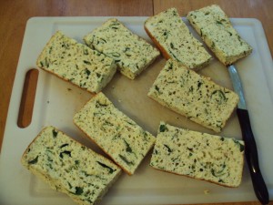 "Bread" cut lengthwise then cut into 8 pieces