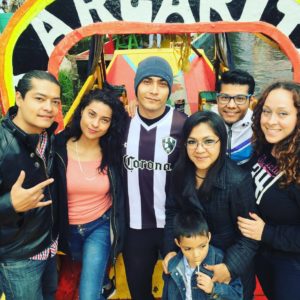 with friends in Mexico City, visting Xochimilco